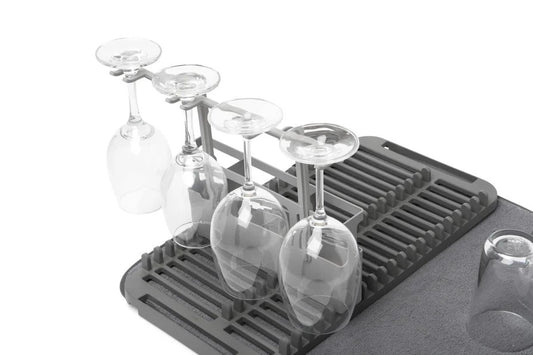 Foldable Dish Drying Rack with Mat and Utensil Caddy