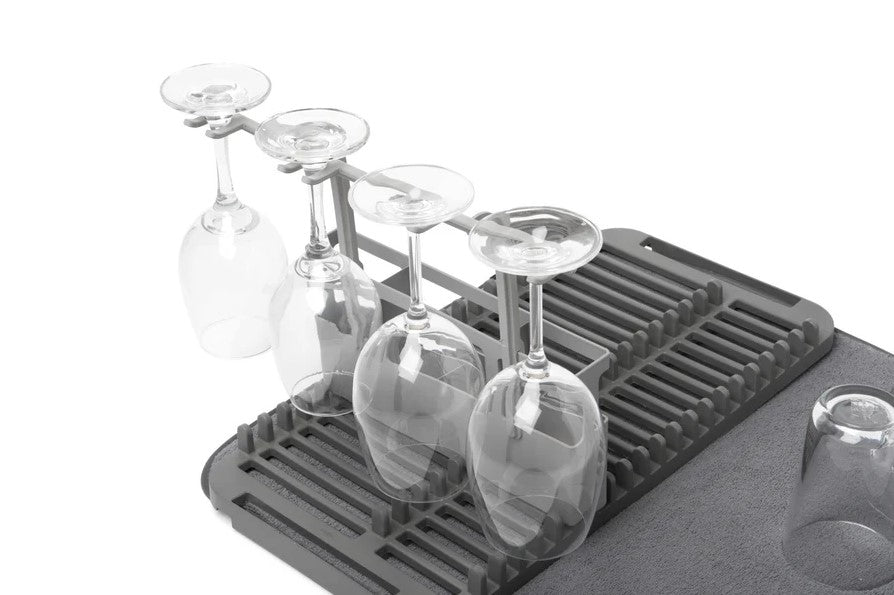 Foldable Dish Drying Rack with Mat and Utensil Caddy