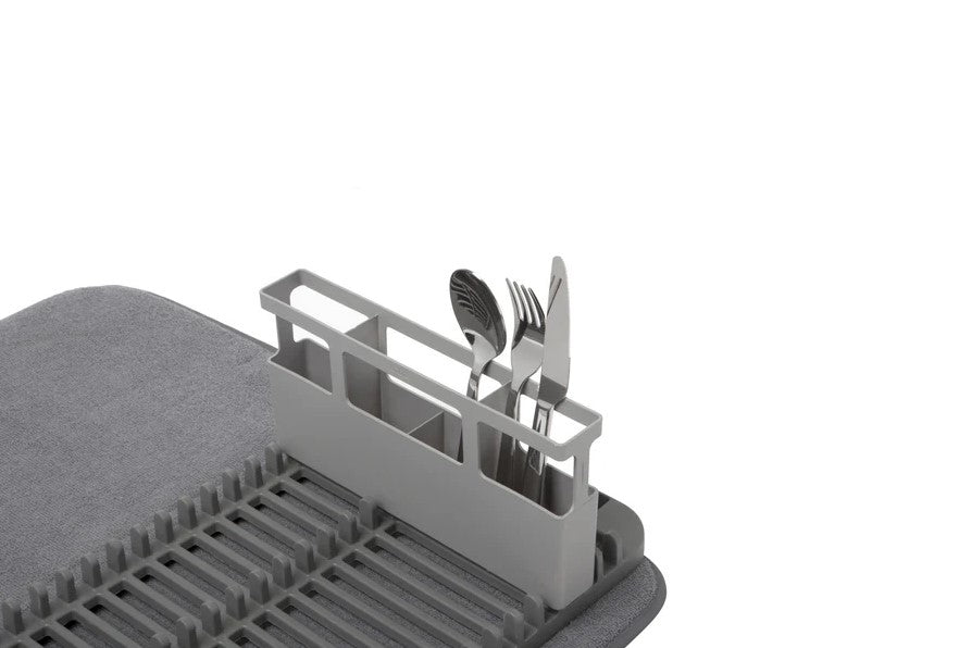 Foldable Dish Drying Rack with Mat and Utensil Caddy