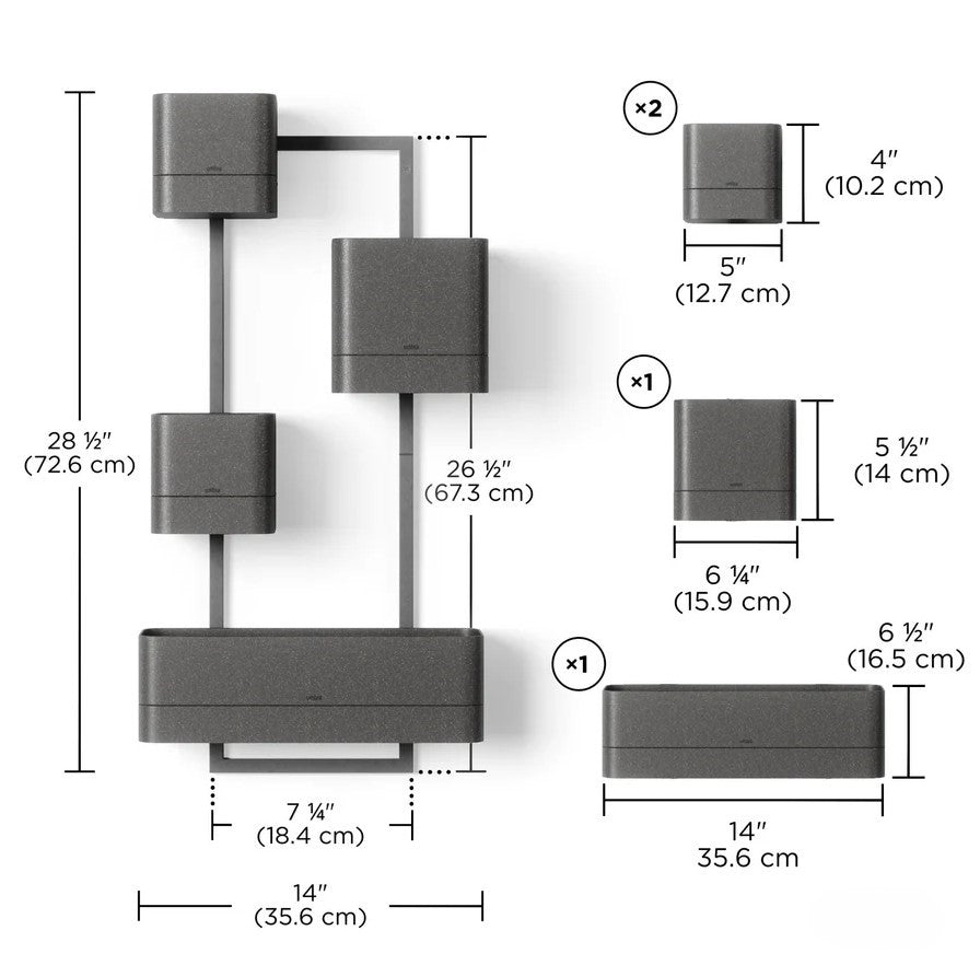 Modular Wall Planter with Adjustable Pots