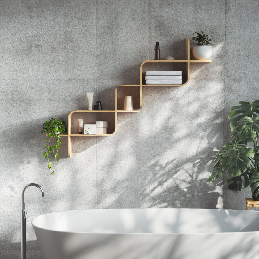 Modern Bent-Wood Wall Shelf