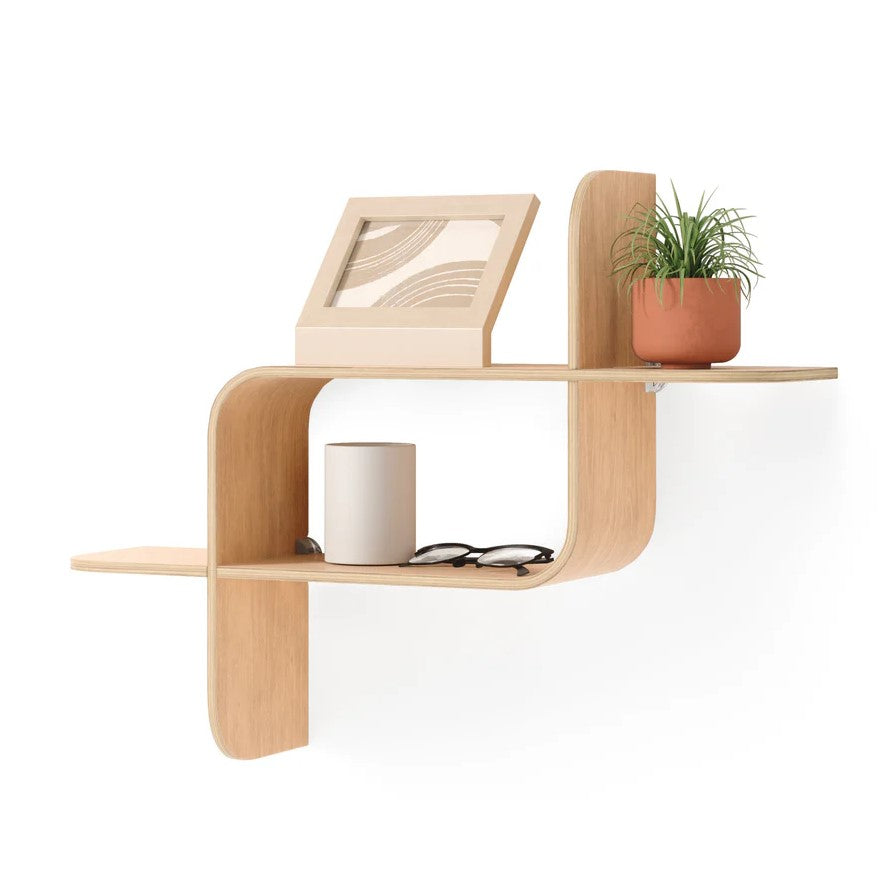 Modern Bent-Wood Wall Shelf
