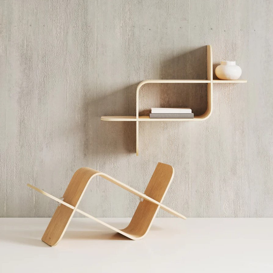Modern Bent-Wood Wall Shelf