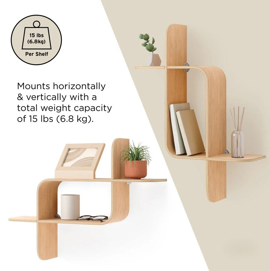 Modern Bent-Wood Wall Shelf