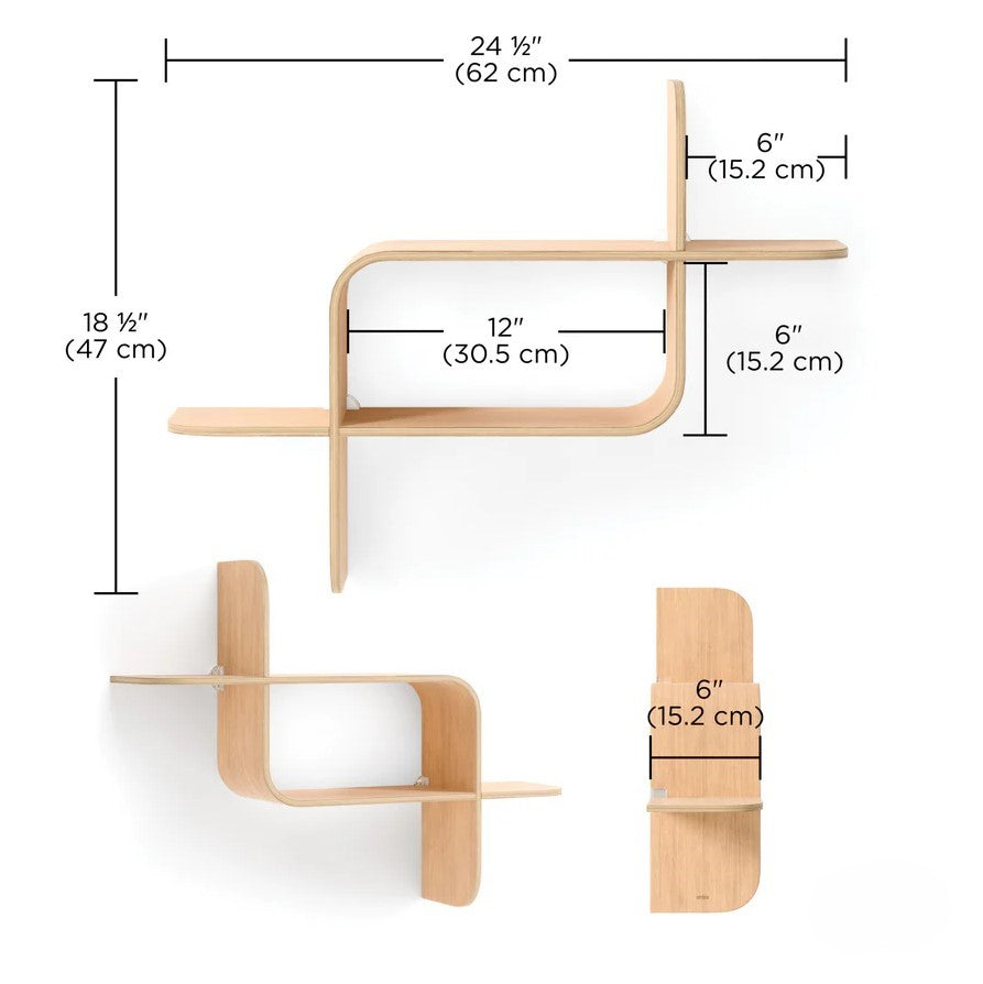 Modern Bent-Wood Wall Shelf